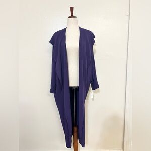 Coco + Juan Purple Draped Open Front Long Maxi Cardigan